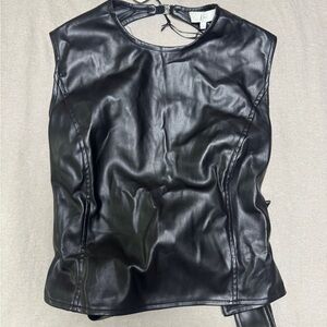 Black Faux Leather Sleeveless Top